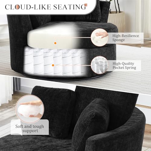 Swivel Barrel Chair with Ottoman for Living Room Bedroom, White W553228