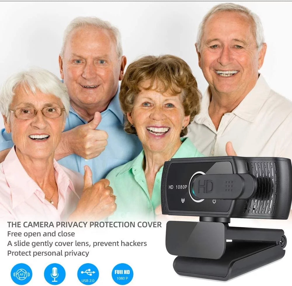 Webcam with Microphone, 1080P HD, Privacy Shutter and Tripod Stand V710748