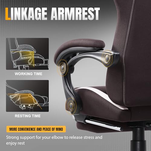 Gaming Chair Ergonomic Office Chair with Foot Rest, Breathable Fabric Computer Chair with Headrest and Lumbar Support V504535