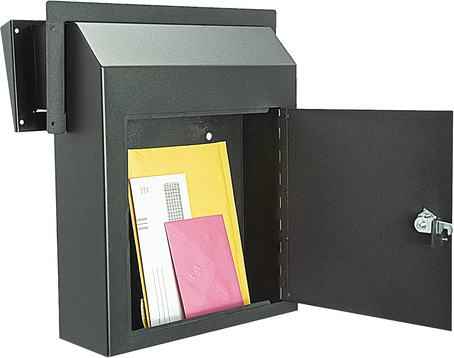 Rainproof Heavy Duty Mailbox Door Drop Box - Galvanized Steel Weatherproof for Keys, Deposit, Mails C393867