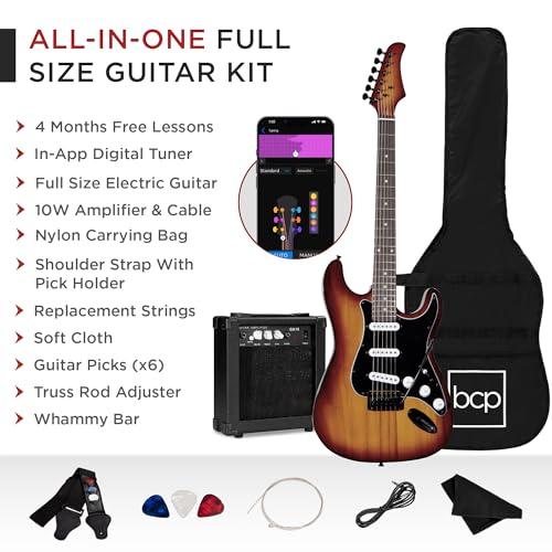 Beginner Electric Guitar Starter Kit with Case, Amp, and Accessories G63095
