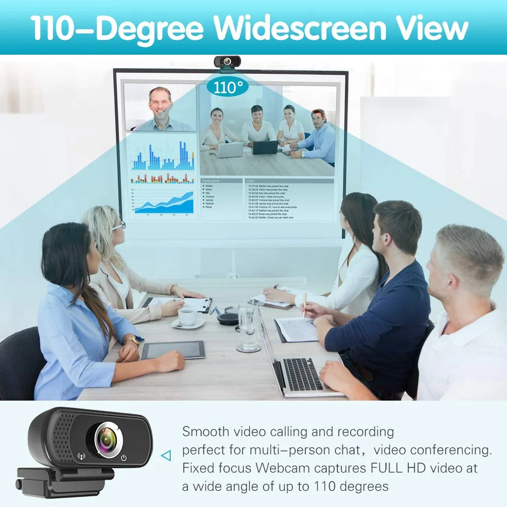 1080P Webcam with Microphone and Tripod Stand O31962