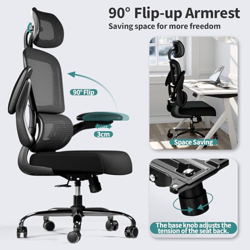 Ergonomic Mesh Office Chair with Wheels, High Back, 330 LBS Capacity C667113