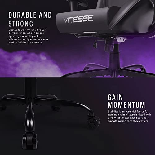 Gaming Chair High Back Ergonomic Racing Desk with Lumbar Support and Headrest, Purple Y569
