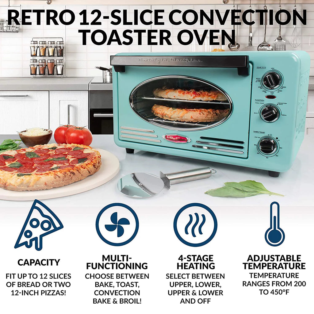 Retro 12-Slice Convection Toaster Oven, Aqua S902989