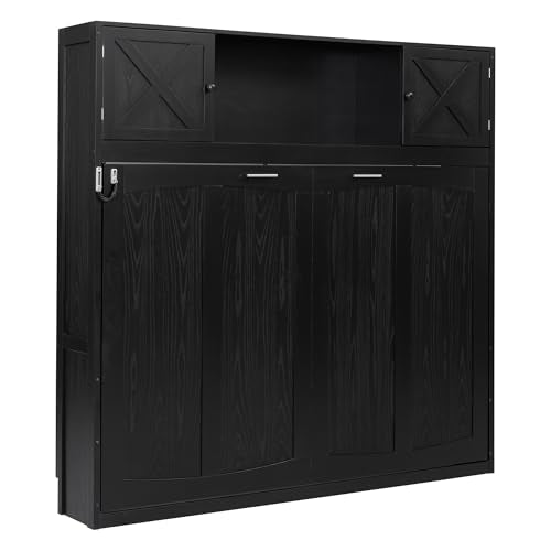 Queen Size Murphy Bed with Cabinet and LED Lights P178570