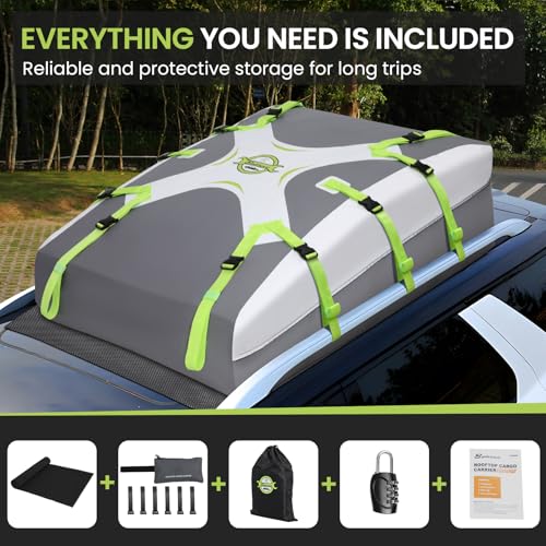 Car Roof Bag Cargo Carrier 20 Cubic, Waterproof with Strap and Anti-Slip Mat Q382