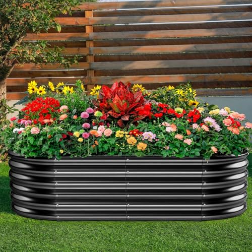 Galvanized Raised Garden Bed Kit, Oval Metal Planter Box for Vegetables E707229