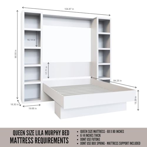 Queen Murphy Wall Bed with Two Bookshelves Y365306