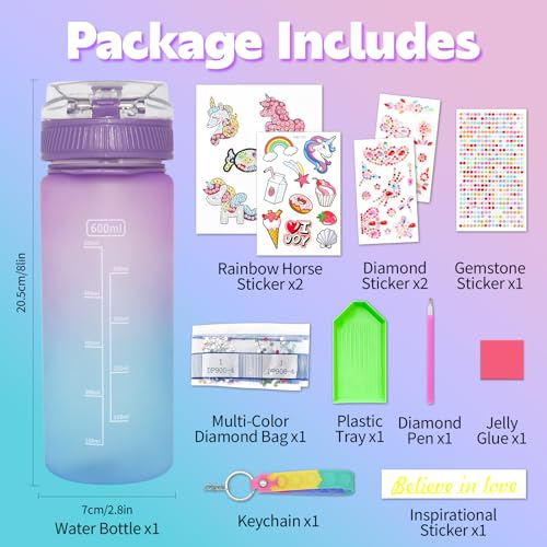 Gem Diamond Painting Water Bottle Kit for Girls D709936