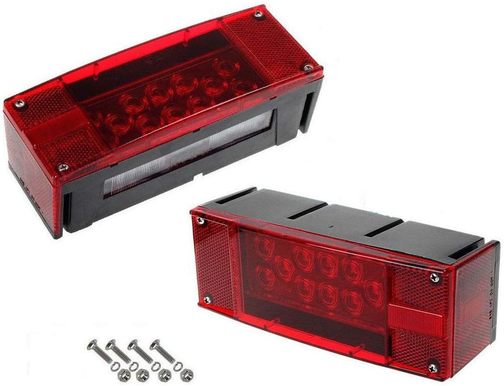 12V LED Submersible Rectangular Trailer Lights, Tail Stop Turn Running Lights Kit N651