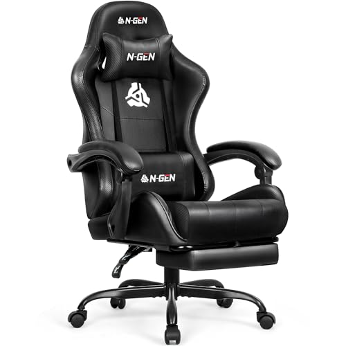 Ergonomic High Back Gaming Chair with Footrest PU Leather Recliner O1049