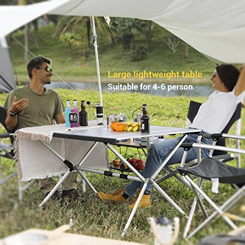 Folding Camping Table Portable Aluminum Roll Up Lightweight for Outdoor Picnic F98743