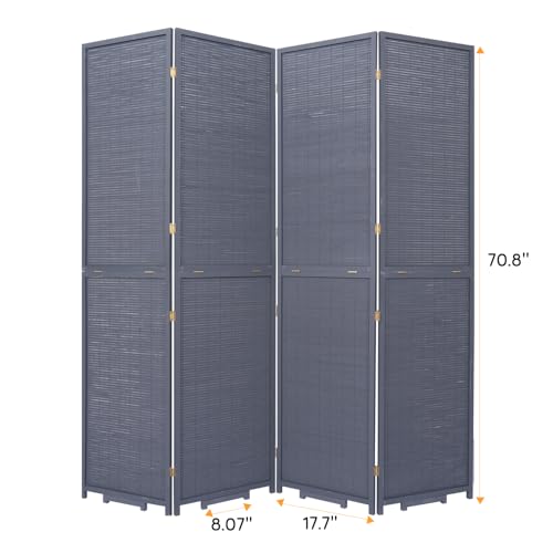 Bamboo Room Divider Folding Privacy Screen, 4 Panel, Beige T32841