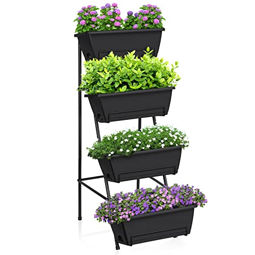 Raised Garden Bed 4 Tier Vertical Planter with Legs for Indoor Outdoor Use V653