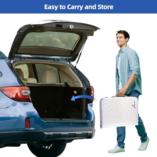 Adjustable Height Folding Camping Table with Mesh Layer Y4319