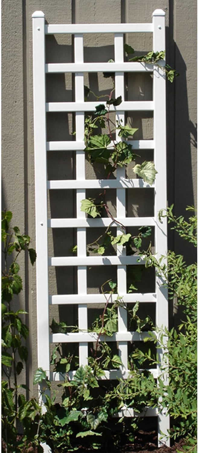 PVC Vinyl Outdoor Garden Patio Trellis with Ground Anchors K82353