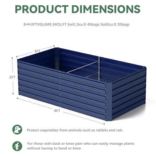 Galvanized Raised Garden Bed 8x4x2ft, Large Metal Planter Box for Vegetables, Flowers, Herbs J9369