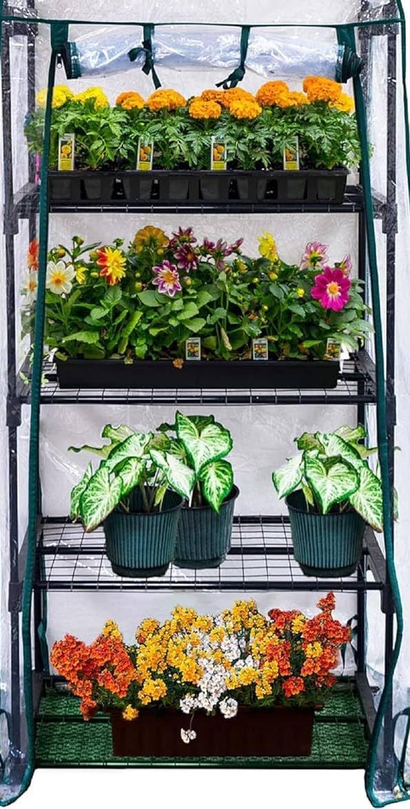 Mini Greenhouse Kit, 4-Tier with Wheels, Transparent A32899