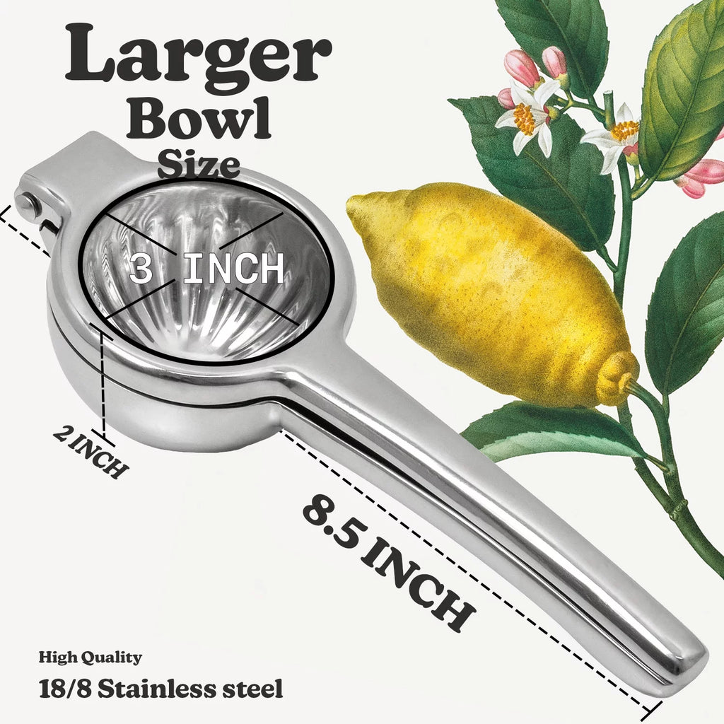 Washable Lemon Squeezer Stainless Steel with Large Bowl and Stable Grip V624