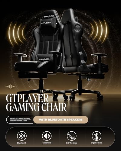 Gaming Chair with Speakers, Footrest, High Back Ergonomic Recliner H4666