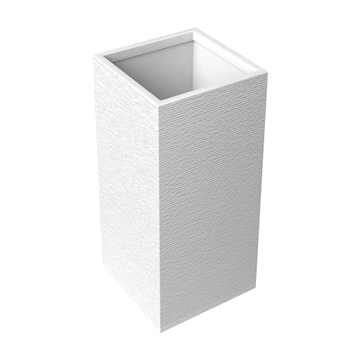 Basalt Fiberstone and MGO Clay Planter, Tall Square Planter Pot for Indoor and Outdoor, Black, 31 Inch U3063