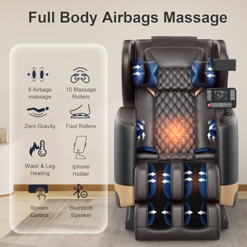 Zero Gravity Full Body Massage Chair with Heating, Foot Massage, Bluetooth Speaker L5704