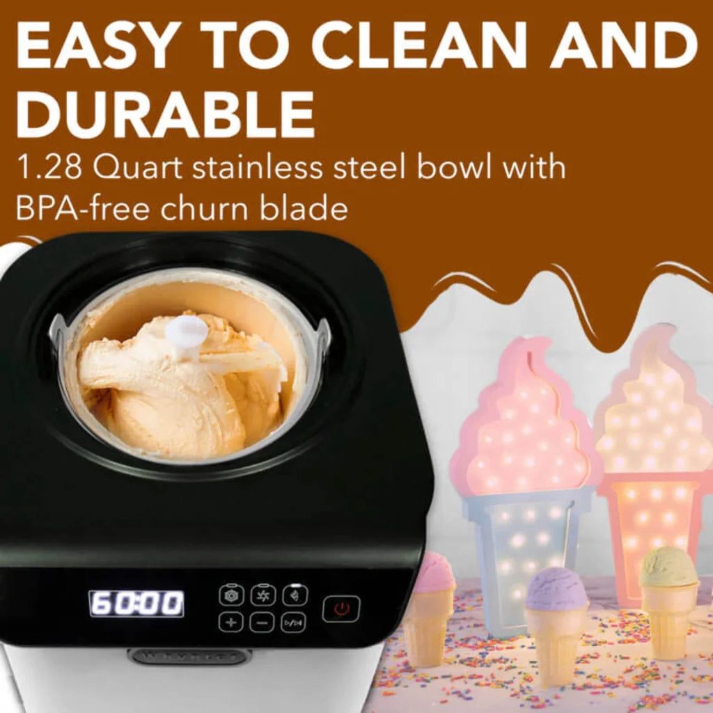 Compact Upright Automatic Ice Cream Maker with Stainless Steel Bowl I49903