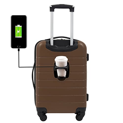 Smart Luggage Set with Cup Holder and USB Port, 20-Inch Carry-On K967