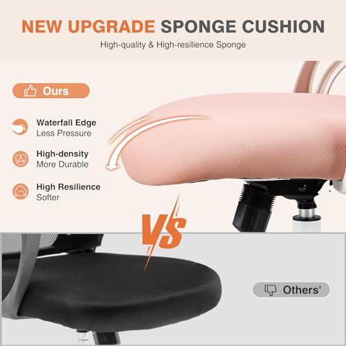 Ergonomic High-Back Mesh Office Chair with Wheels, Pink X2221