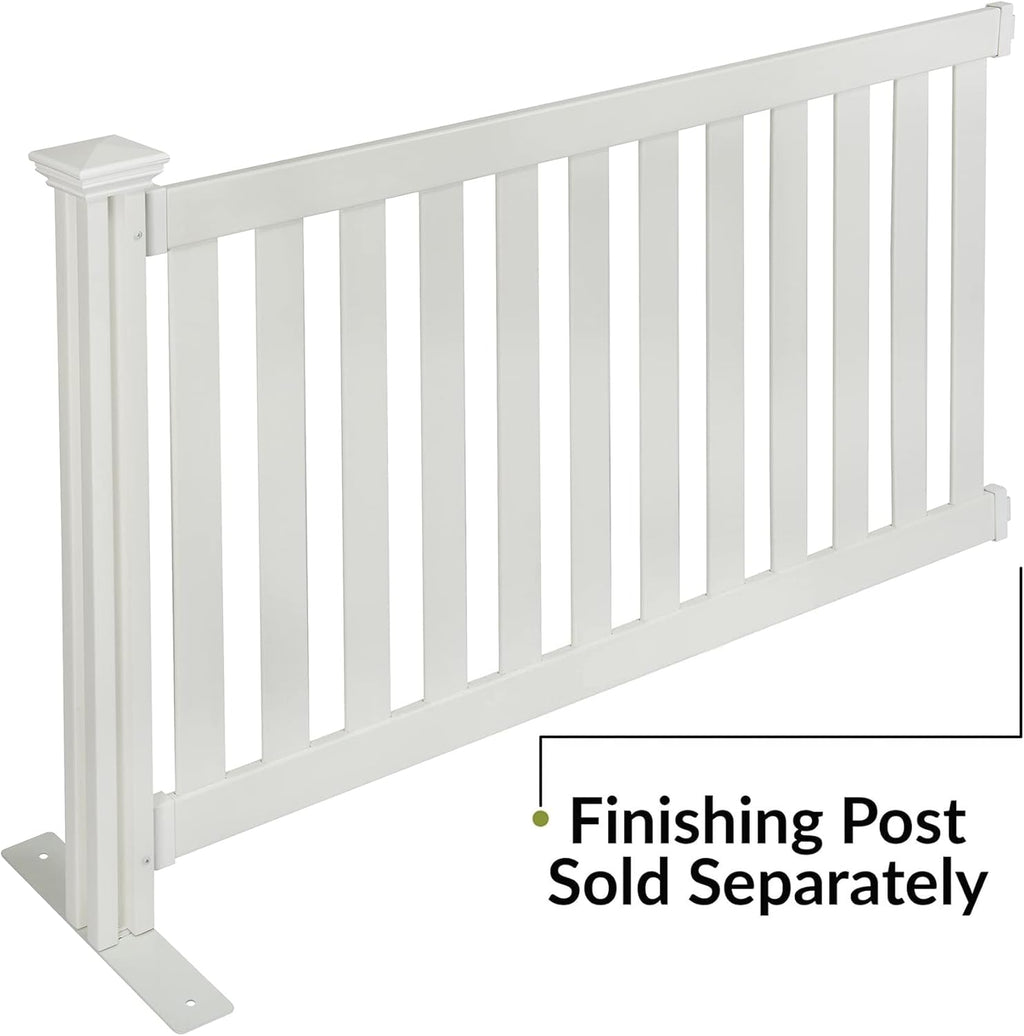 5.5' x 3' Hinged Portable Vinyl Fence Kit with 36" x 72" No-Dig White Picket Fence Panel L933507