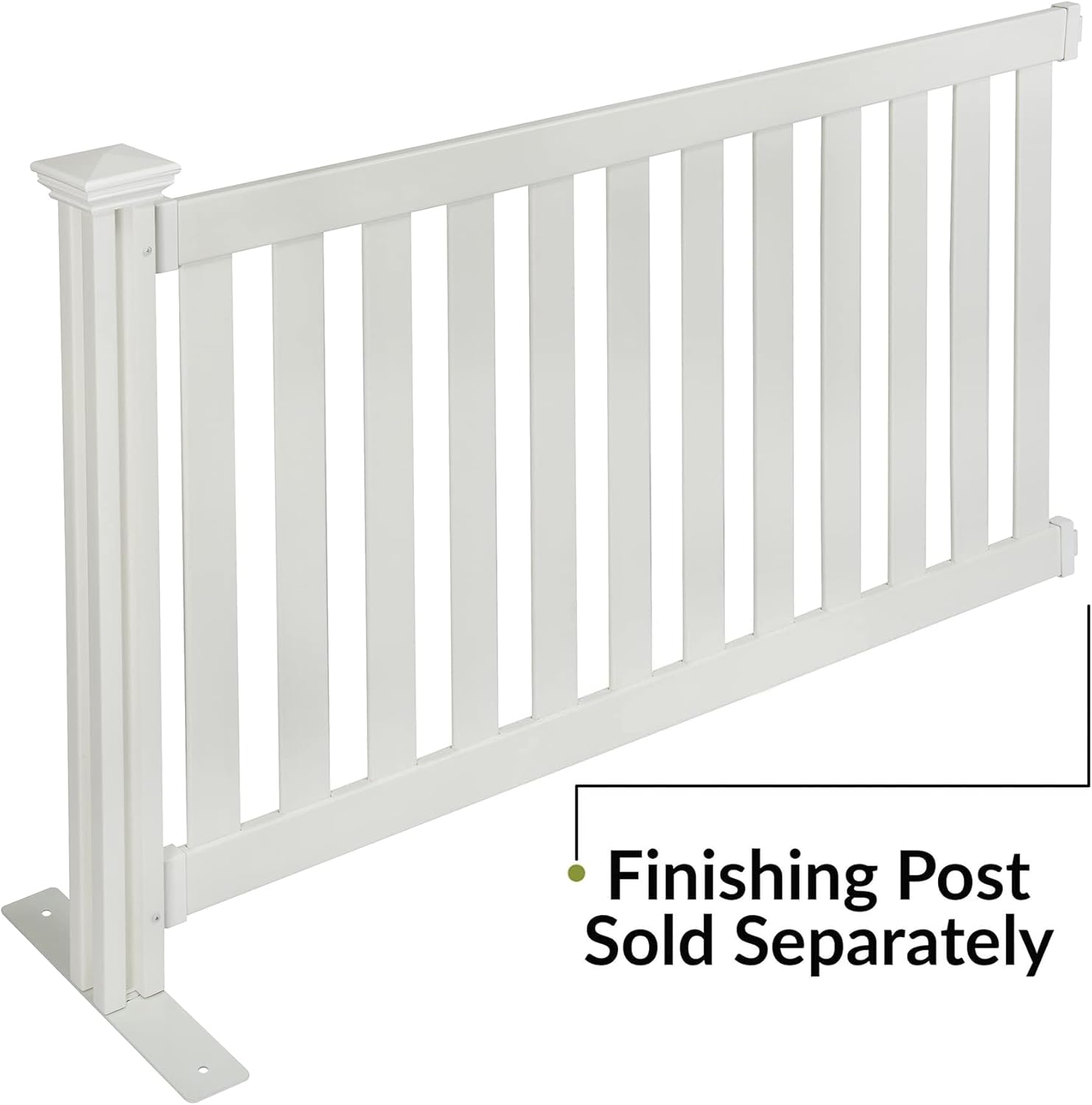5.5' x 3' Hinged Portable Vinyl Fence Kit with 36" x 72" No-Dig White Picket Fence Panel L933507
