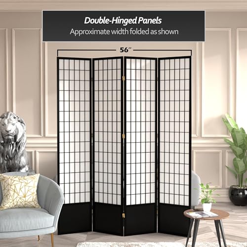 7 ft. Tall Window Pane Shoji Screen Room Divider, 3 Panels T5246