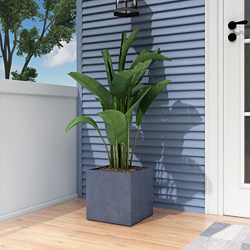 10 Inch Square Concrete Planter with Drainage Hole for Indoor Outdoor Patio Garden C483611