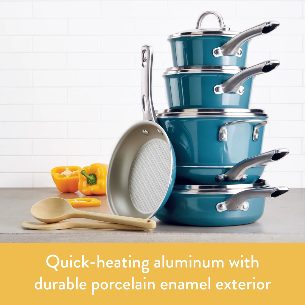 Porcelain Enamel Nonstick Covered Saucepan, 3 Quart R223192