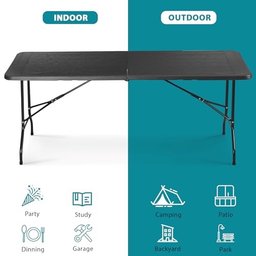 Portable 4 Foot Plastic Folding Table, Indoor Outdoor Heavy Duty, White R80992