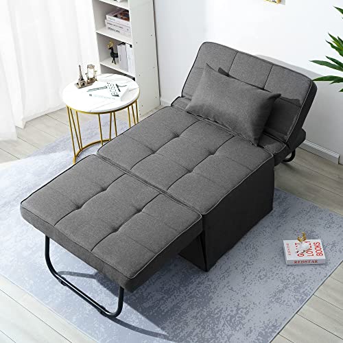 Sofa Bed Folding Ottoman Couch with Adjustable Backrest, Dark Grey C9023