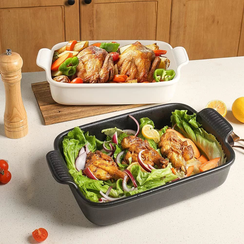 Porcelain Baking Dish, Rectangular Lasagna Pan, 13x9.6 inch, Black D54689