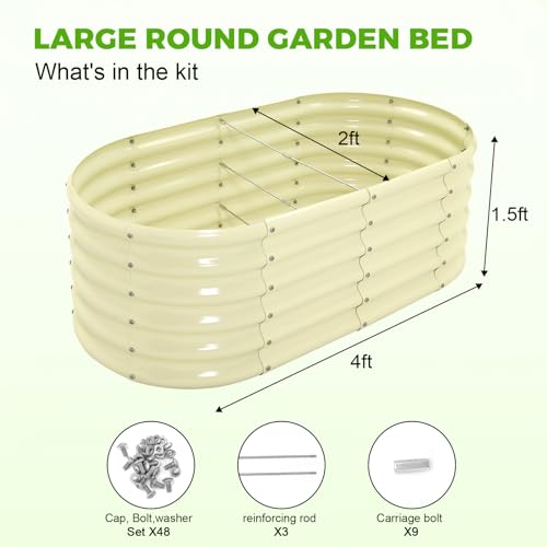 Galvanized Raised Garden Bed Kit, Oval Metal Planter Box for Vegetables E707229