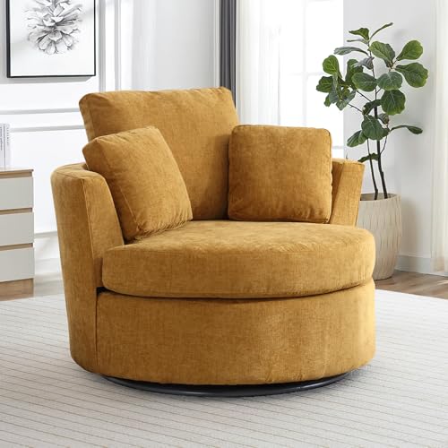 Swivel Barrel Chair with Ottoman for Living Room Bedroom, White W553228