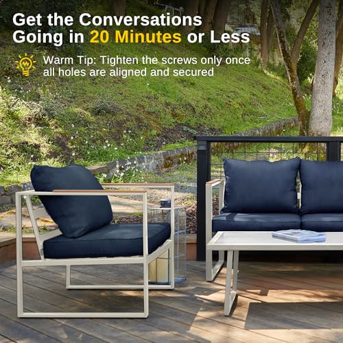 4-Piece Outdoor Patio Set with Sofa and Tempered Glass Table F97509