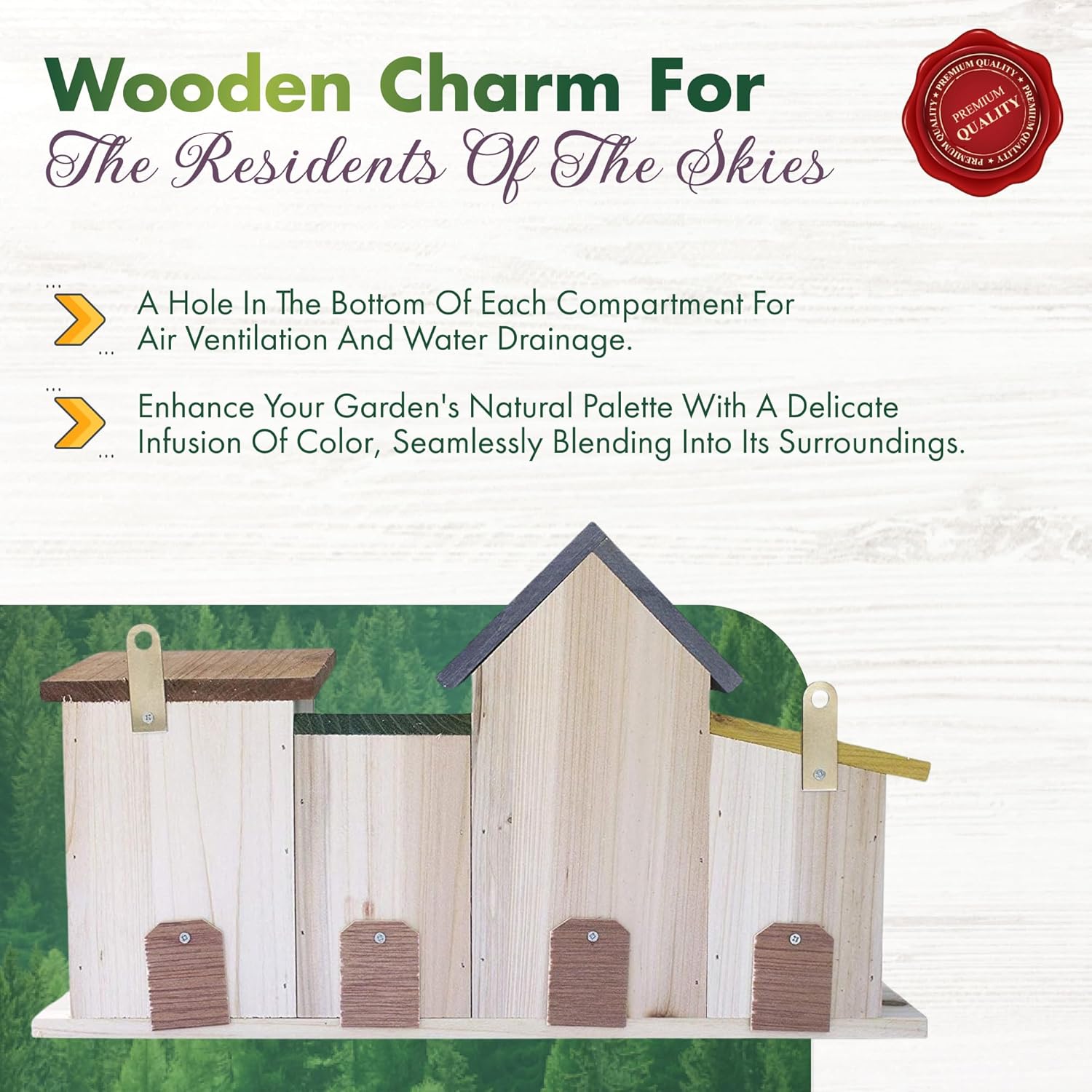4 Hole Bird House for Outside Hanging, Decorative Feeder for Bluebirds, Wrens & Chickadees A57056
