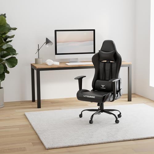 Gaming Chair High Back Ergonomic Racing Desk with Lumbar Support and Headrest, Purple Y569