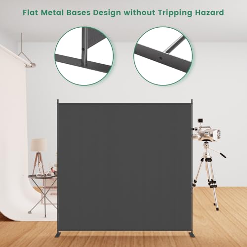 8-Panel 6 ft Tall Indoor Folding Room Divider, Portable Privacy Screen, Freestanding Partition, Dark Grey K442