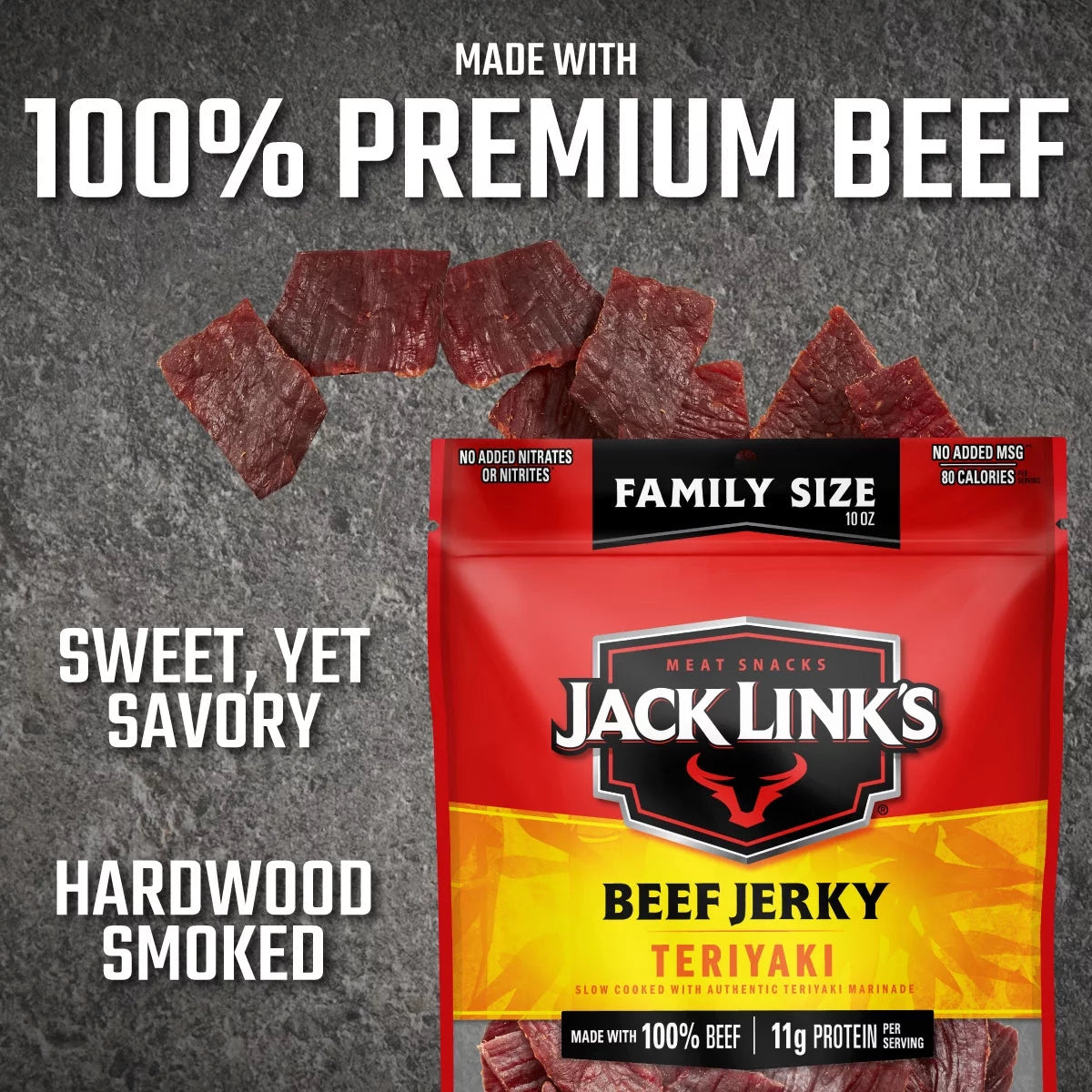 Beef Jerky Teriyaki 10oz Resealable Bag B4144