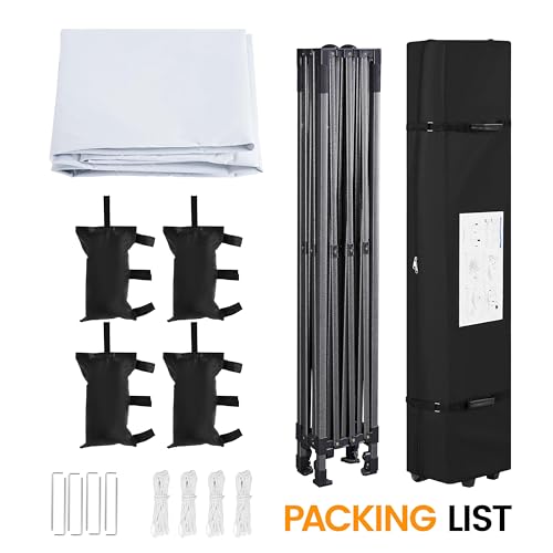 Heavy Duty Pop Up Canopy Tent 10x20 with Wheeled Carry Bag, White X6840