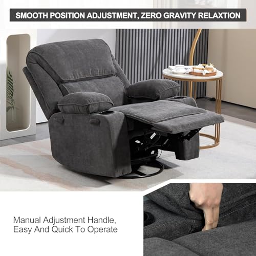Massage Heated Swivel Rocking Recliner Chair with Cup Holders Z657
