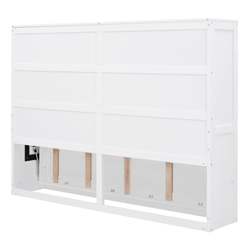 Modern Farmhouse Solid Wood Murphy Cabinet Bed Queen K425