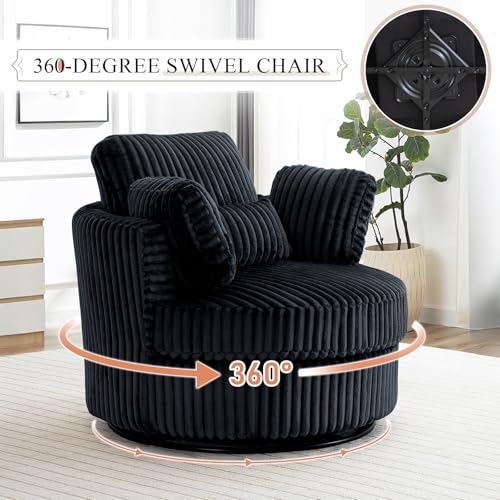 Swivel Barrel Chair with Ottoman for Living Room Bedroom, White W553228