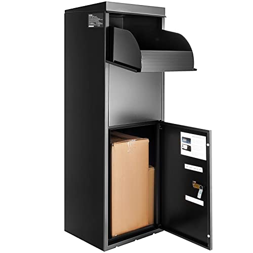 VEVOR Package Delivery Boxes for Outside 16.2"x15.8"x44", Galvanized Steel Package Delivery Box with Coded Lock, Removable Anti-theft Baffle, IPX3 Waterproof Parcel Drop Box for Outside, Porch